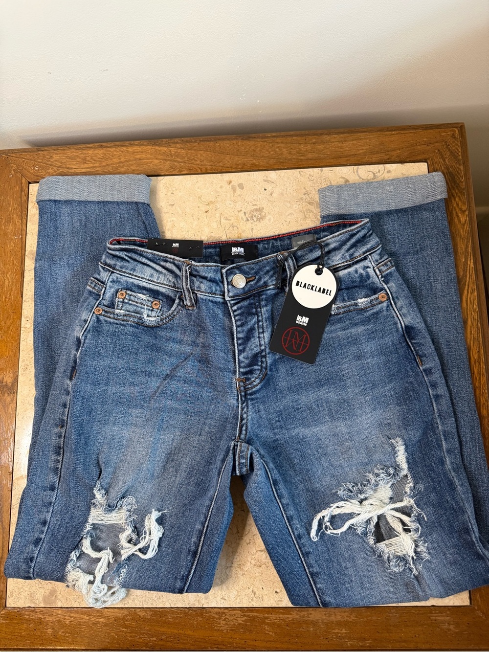I&M Black Label Women's Distressed Blue Jeans